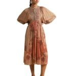 Titu Kumar Rust Micro Print Embroidered Dress