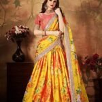 Women's Floral Organza Semi Stitched Lehenga Choli with Dupatta