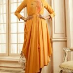 Chic Rayon Cotton Gown Style Kurti in Neutral Yellow Color