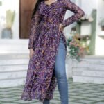 Radiant Purple Color Fancy Fabric Readymade Digital Printed Kurti