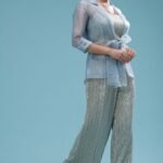 Blue Haze Sequins Embroidered Shimmer Jumpsuit