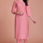 Charming Peach Color Viscose Fabric Readymade Kurti With Pant